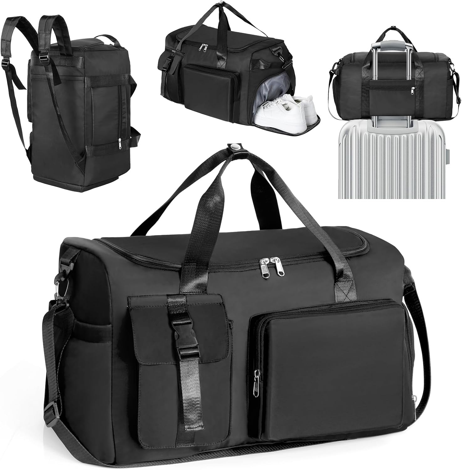 Cozary Bolsa Deporte Hombre Mujer - Tela Oxford Impermeable - Diseño Multibolsillos - Bolsa de Gimnasio 3 en 1 - para Gimnasio Viaje Negocios