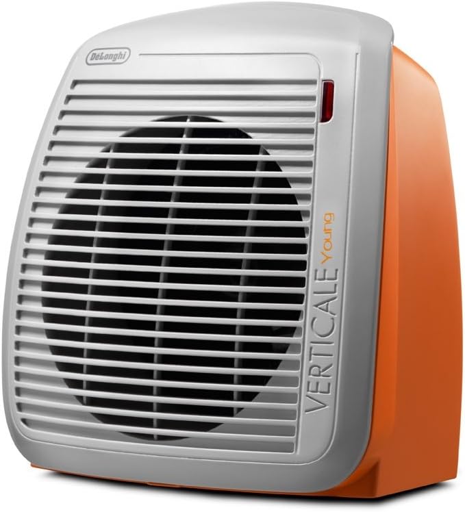 De'Longhi HFX60V20 Calefactor vertical, tecnología cerámica, silencioso, 2 niveles de potencia, ventilación de verano, temporizador 24 h, función Eco-Energy, luz, antivuelco, ligero, negro