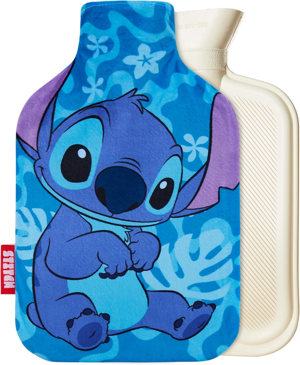 Disney Stitch Bolsa de Agua Caliente con Funda, Bolsa Caliente Menstruación Dolor Cervical y Cuello Alivio del Dolor (Stitch Tropical_1700 ML)