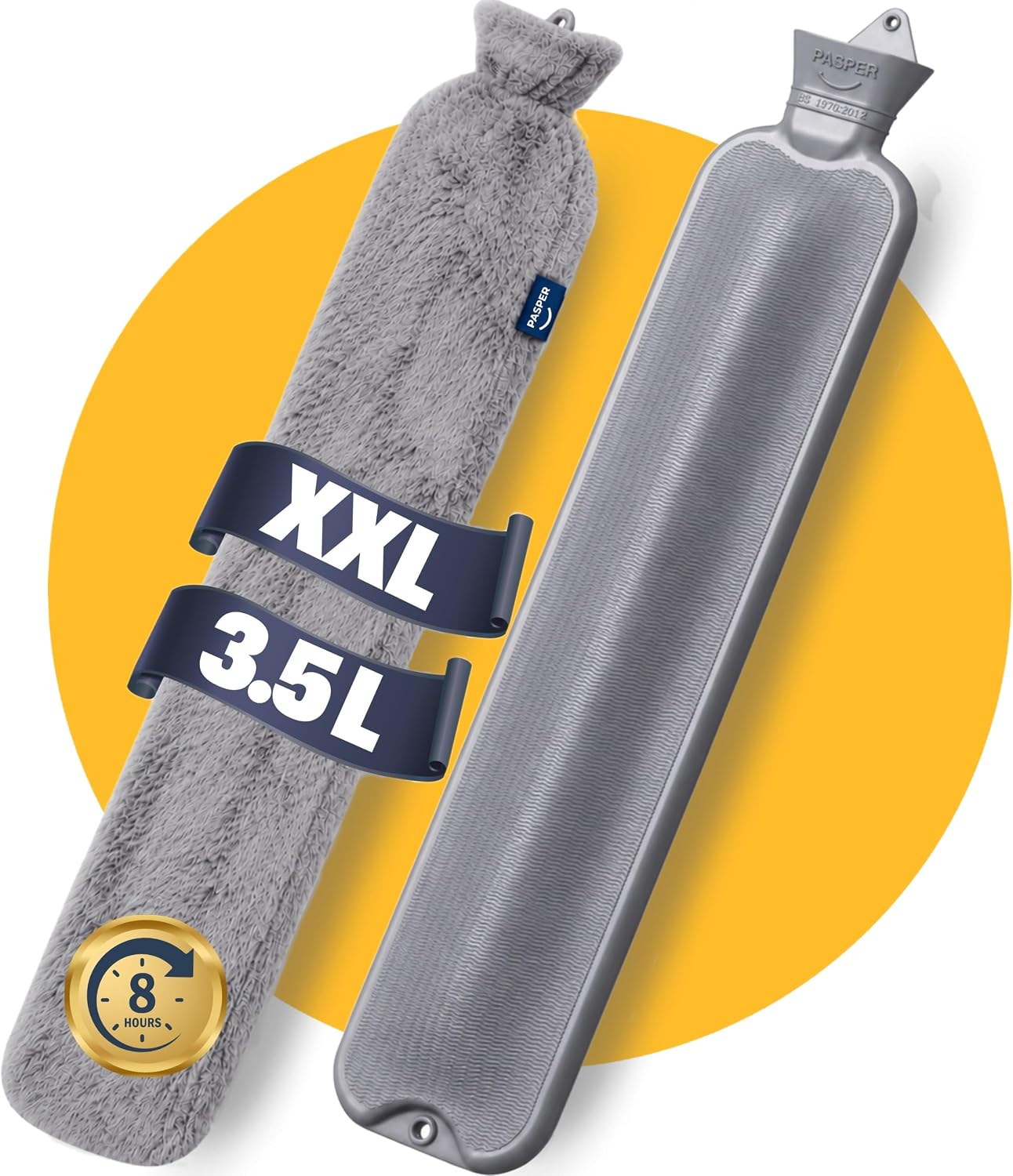Pasper Bolsa de agua caliente con funda – extra larga – 3,5 litros XXL