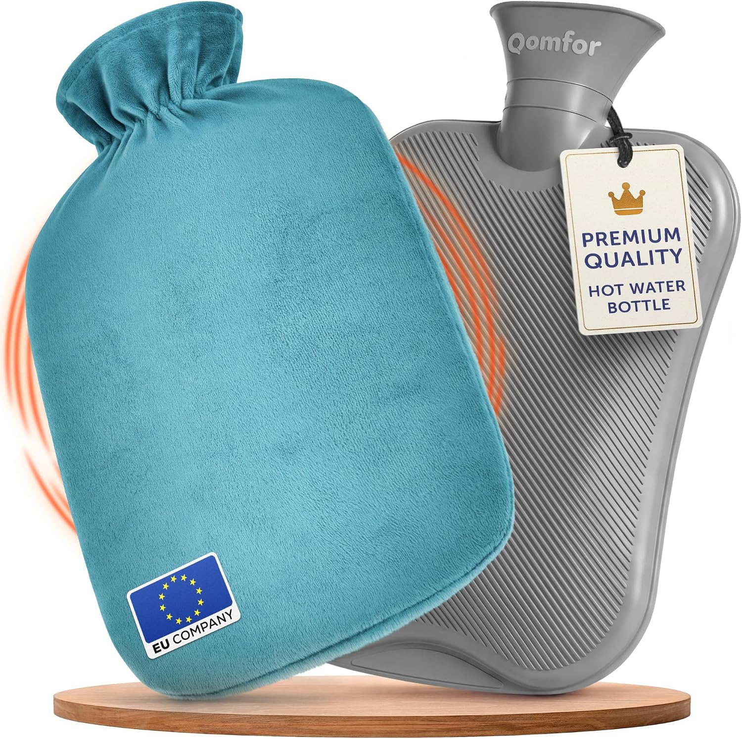 Bolsa/Botella de Agua Caliente - con Funda de Vellón Suave de Alta Calidad - Azul Oscuro, 2 L - Almohadilla Térmica para Cálambres Menstruales - Compresa Caliente y Fría