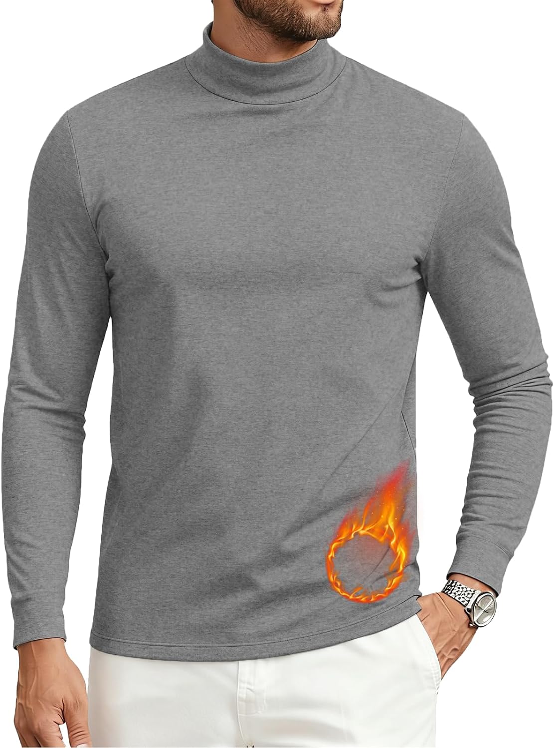 PINSPARK Camiseta Térmica de Manga Larga para Hombre Invierno Deportiva