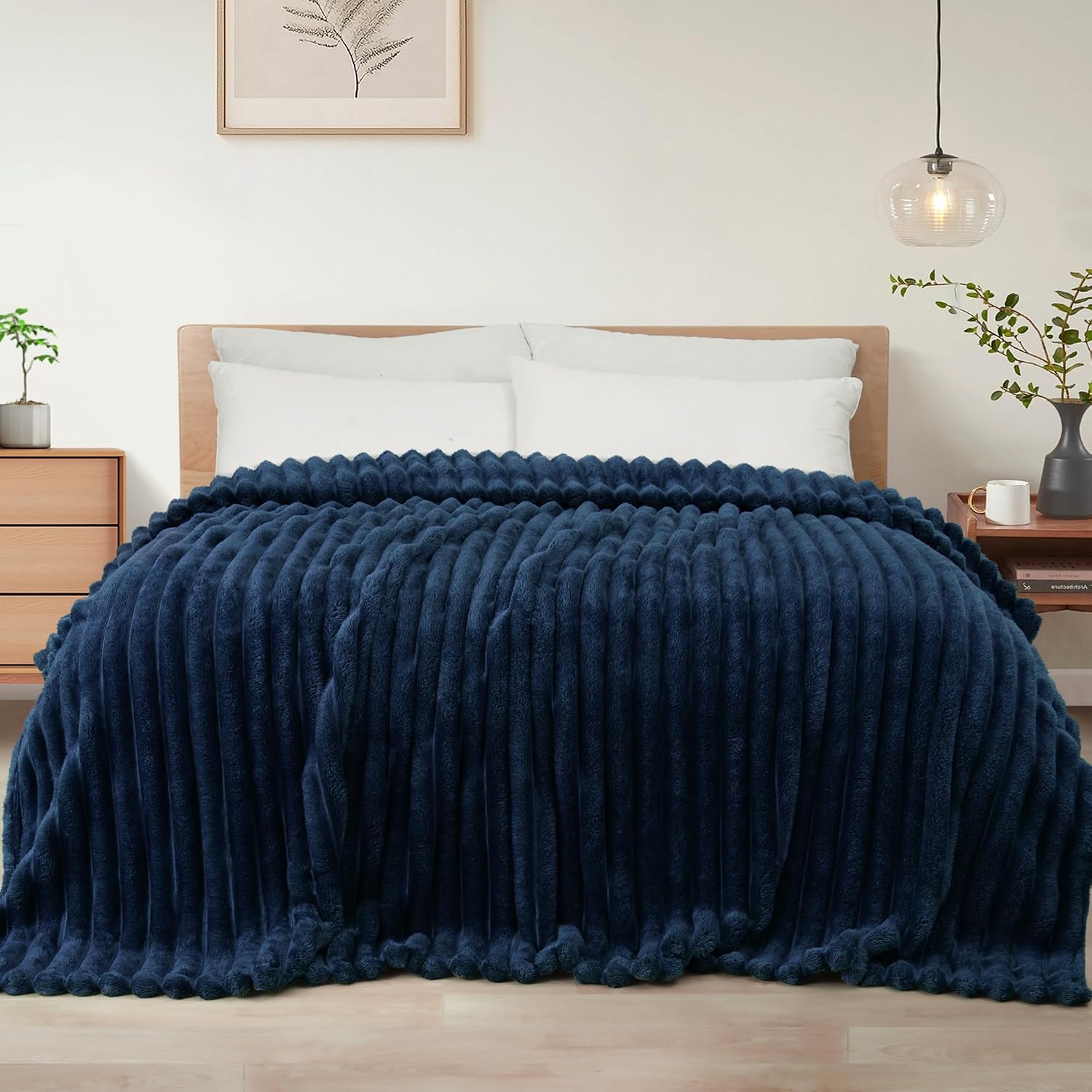 Exclusivo Mezcla Manta Polar Rversible, Jacquard Rayas, 130 × 150 cm
