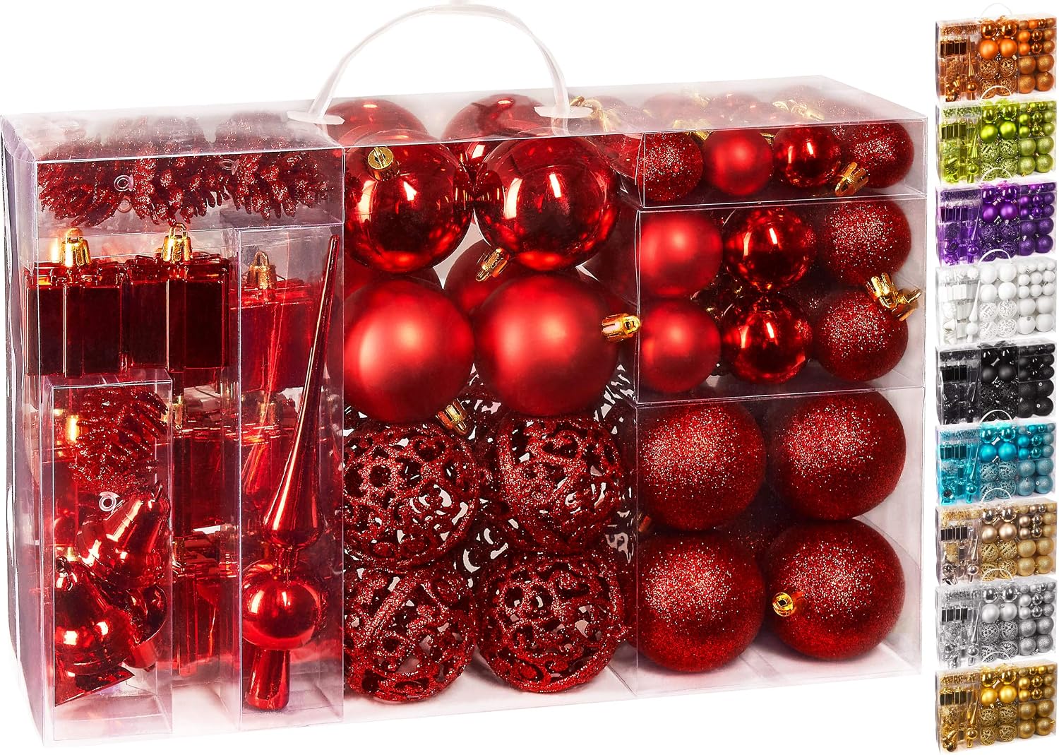 BRUBAKER 101-piezas de Bolas de Navidad con Copas de Árboles - Blanco Crema