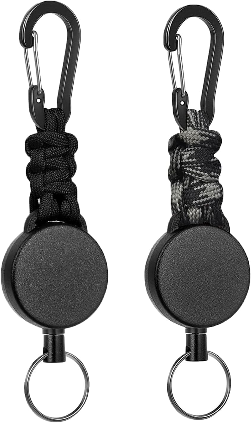 Fhlbestyu 2/4 PCS llaveros Extensibles Retráctil, Cordón Extensible JoJo con cuerda de acero extensible de 60 cm, Llavero Retráctil, Mosquetón para Soporte de Tarjeta ID