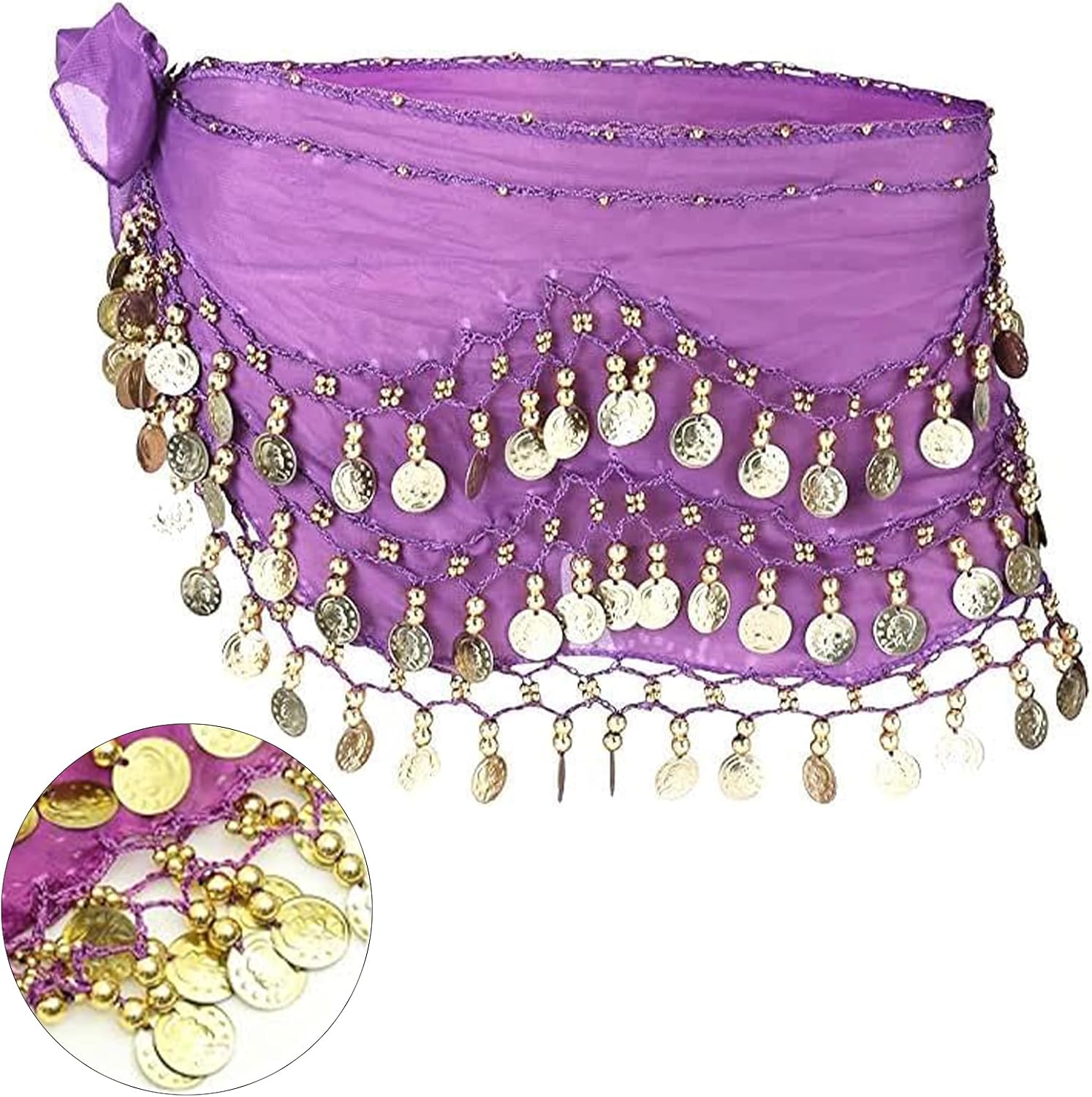 Butyeak Cinturón para Danza India y del Vientre, Pañuelo con Monedas, para Escenario y Actuaciones de Fiesta, Rojo