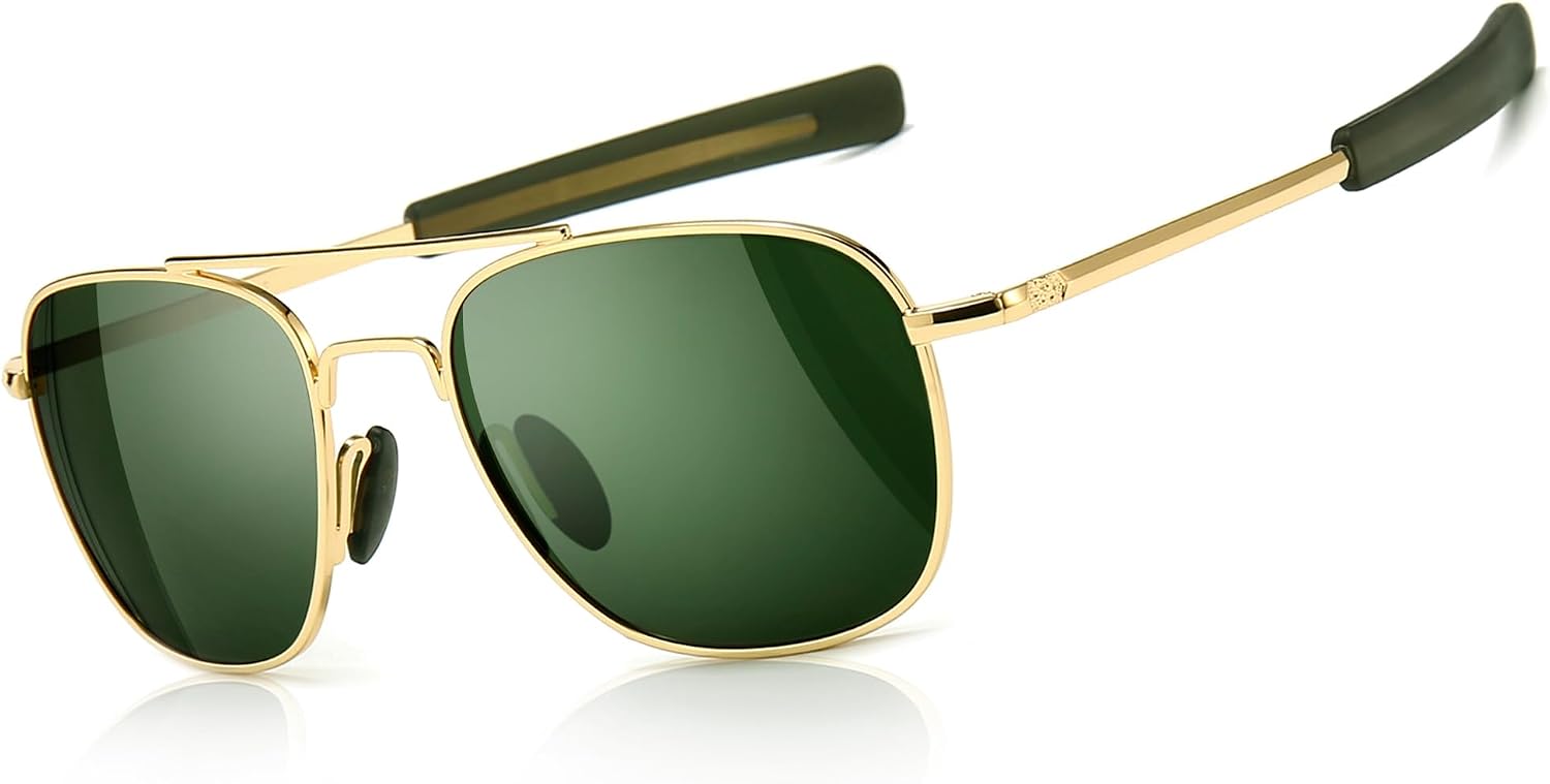 SUNGAIT Gafas de Sol Estilo Militar para Hombre Polarizadas Lentes con Marco de Metal