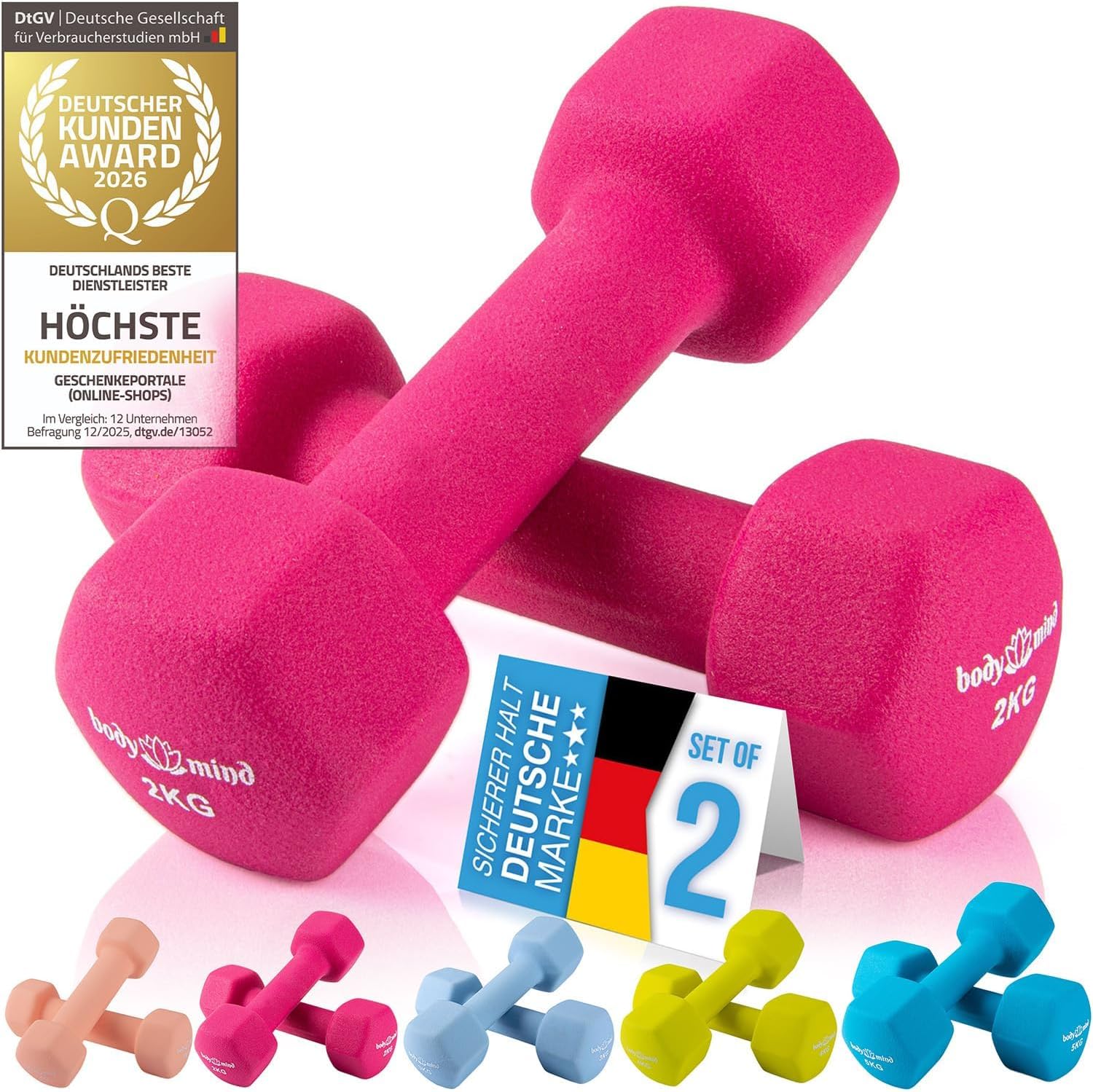 Body & Mind® Mancuernas de Neopreno – Sets y Soporte para Mancuernas