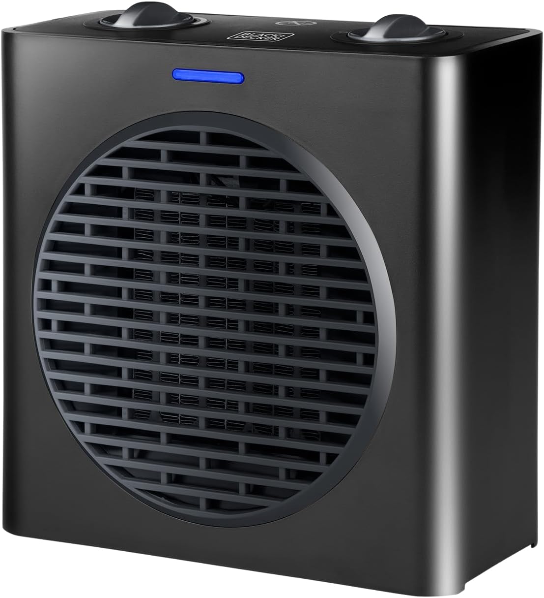 Black+Decker - Calefactor cerámico compacto 1500W con calentamiento PTC, potencia regulable, 3 modos, termostato electrónico regulable, sistema de seguridad anti-vuelco, negro mate.