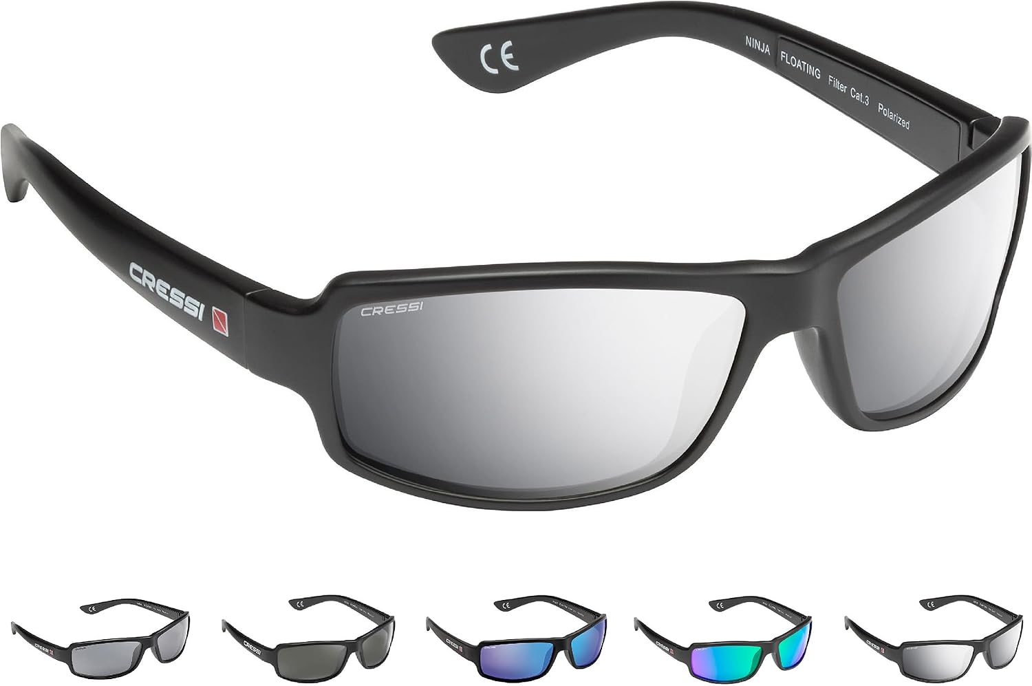CRESSI Ninja Sunglasses-Gafas de sol Polarizadas Unisex, Lentes Antirreflejos, Protección Hidrófuga y Rayos UV, ideales para el Mar, la Pesca y la Náutica