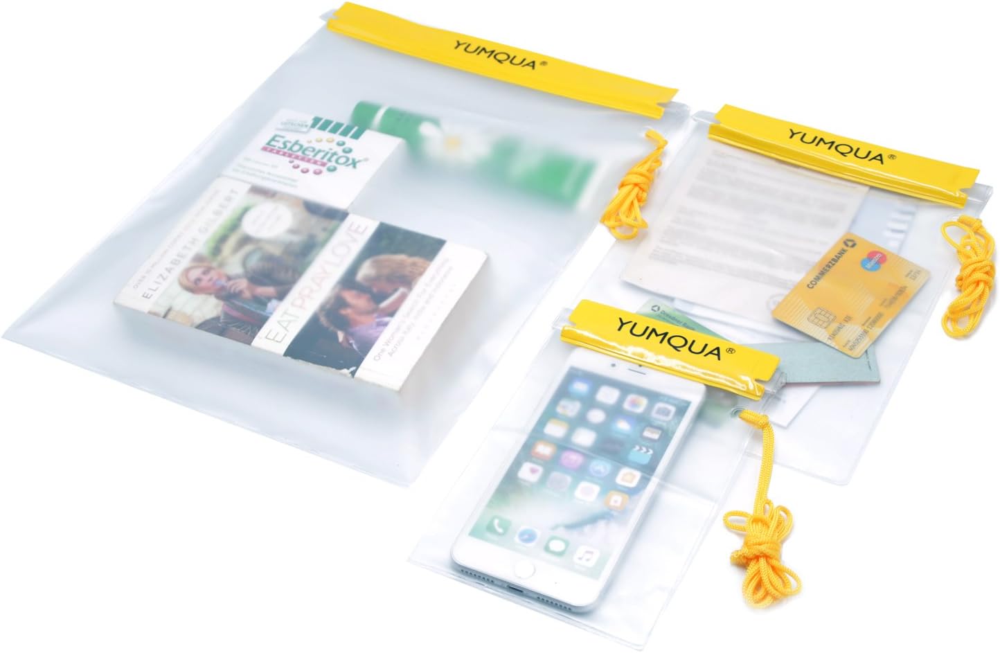 YUMQUA Bolsas Estancas Impermeables para Cámara, Teléfono móvil, Documento y Mapa, fit Canottaggio, Campeggio, Kayak, Canoa, Senderismo, 3 Piezas