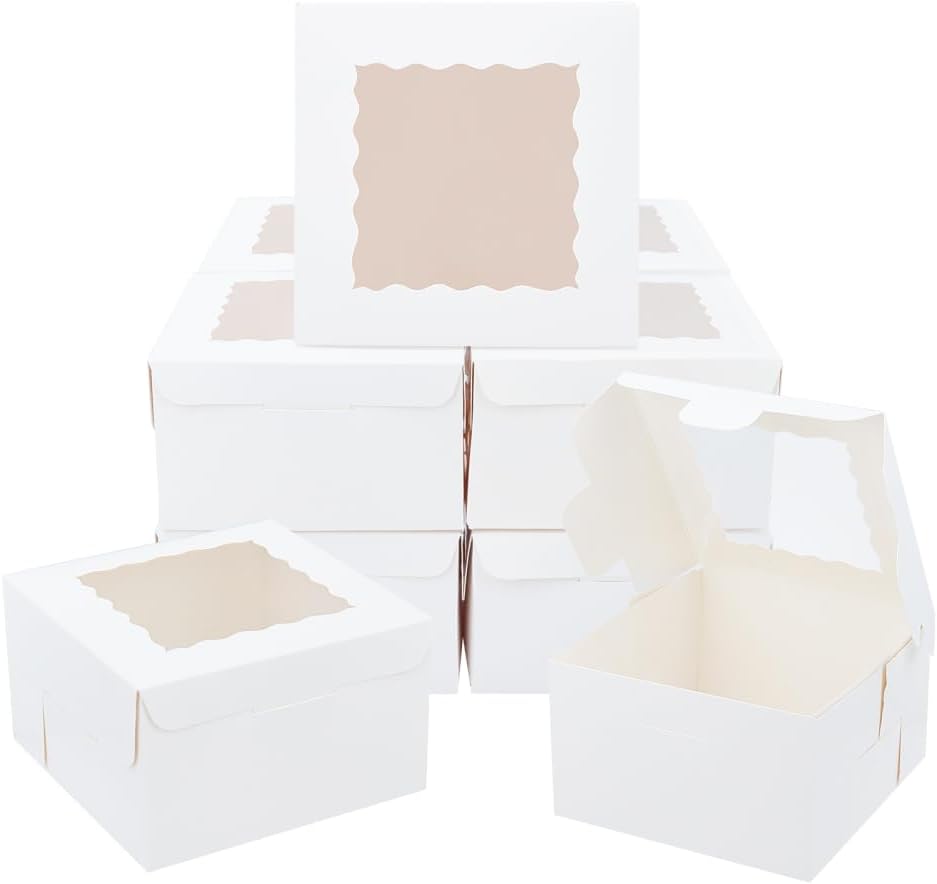 NBEADS Cajas de Regalo Blancas de Kraft con Ventana para Propuesta, Fiesta de Cumpleaños, Boda - 15x15x6cm Acabado