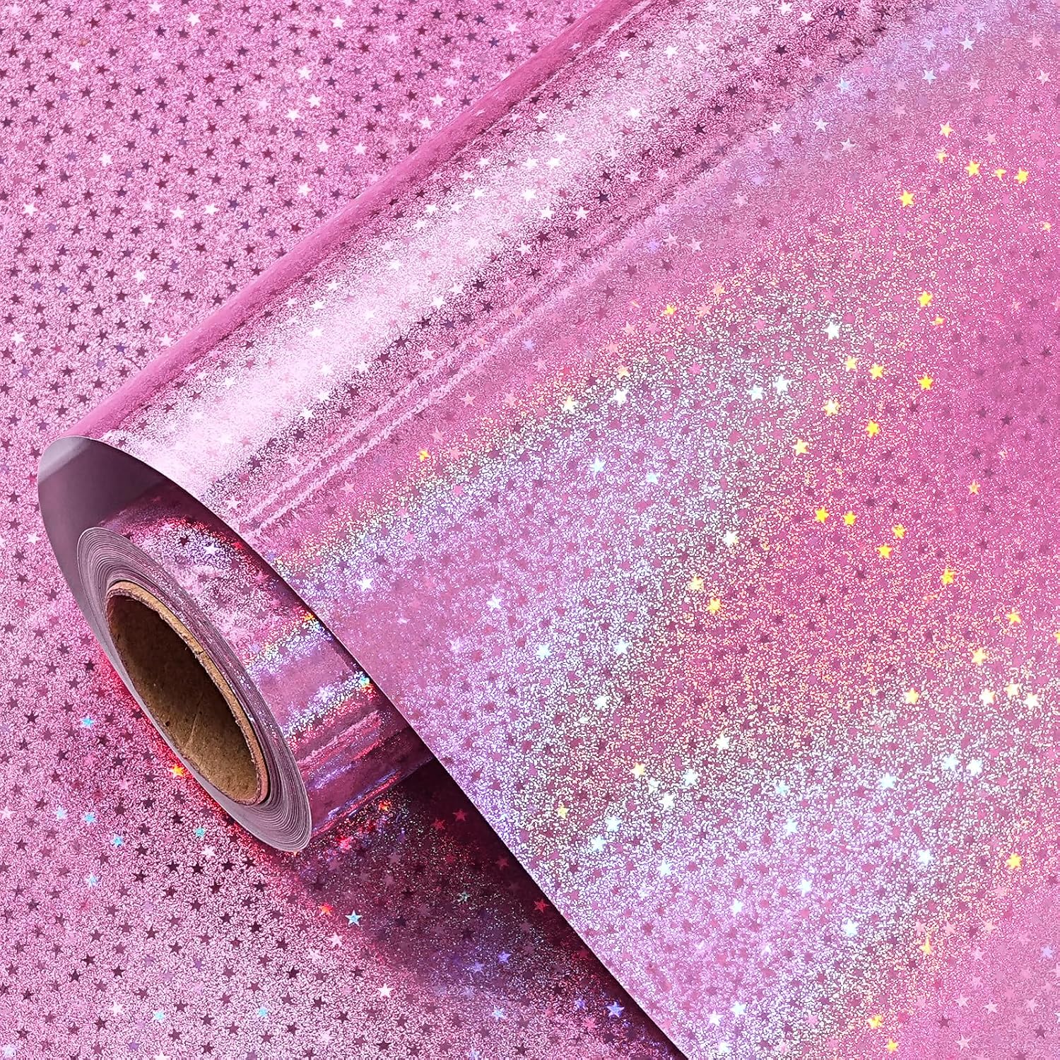 RUSPEPA Papel De Regalo Holográfico Azul, Con Estampado De Copos De Nieve Cuadrados Metálicos Para Año Nuevo, Navidad, Hanukkah, Cumpleaños, Aniversario, Mini Rollo, 43,2 Cm X 10 M