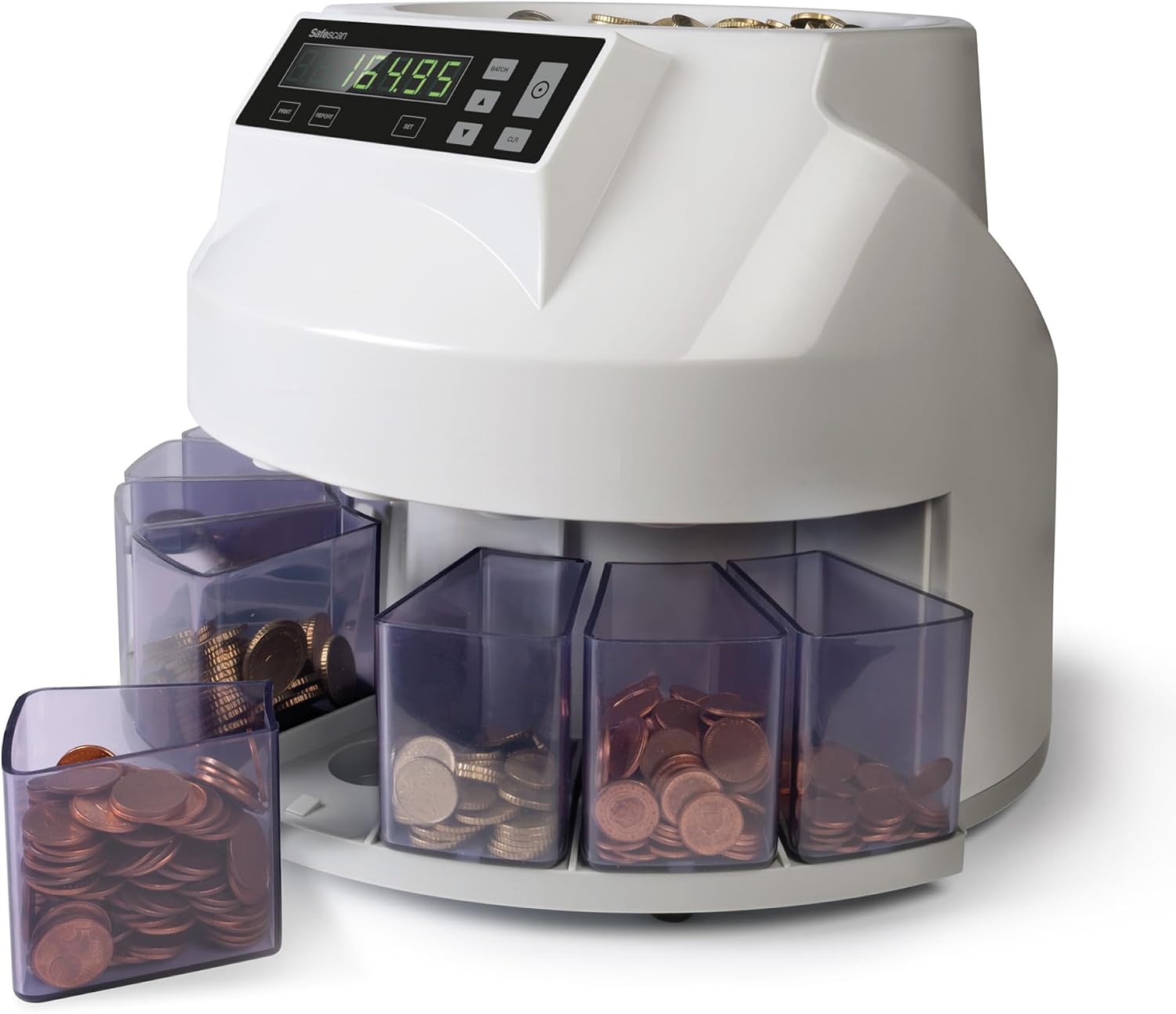 Safescan 1250 EUR Contadora de monedas cuenta valor y clasifica monedas mezcladas de euro - Clasificadora de monedas separando por denominación - Máquina contadora que cuenta monedas de forma continua