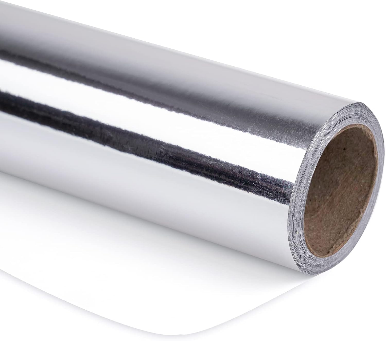 RUSPEPA Papel de Regalo Metálico Plateado - Mini Rollo - Papel de Color Sólido Perfecto para Bodas, Cumpleaños, Navidad, Fiesta para Dar La Bienvenida a Los Bebés - 44 cm X 10 m