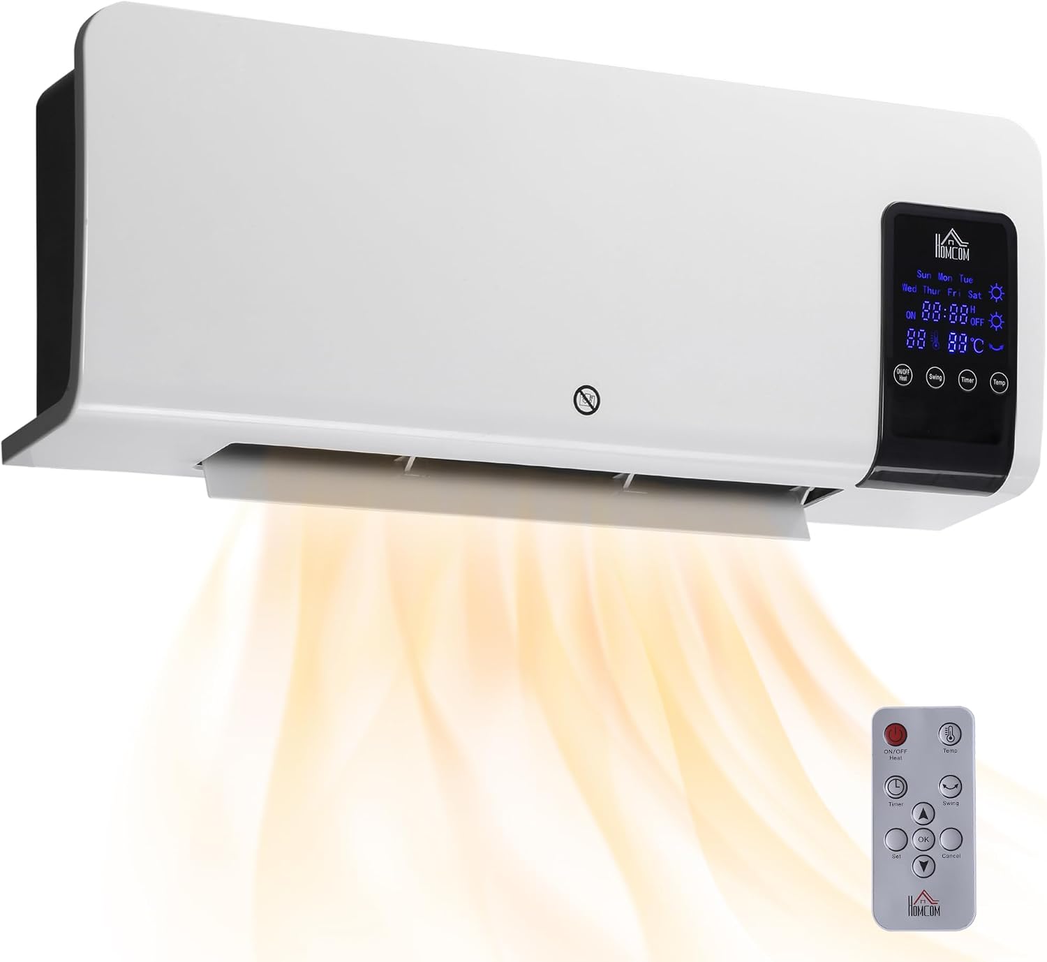 HOMCOM Calefactor Eléctrico Bajo Consumo 1000/2000W para 15-20m² Gris