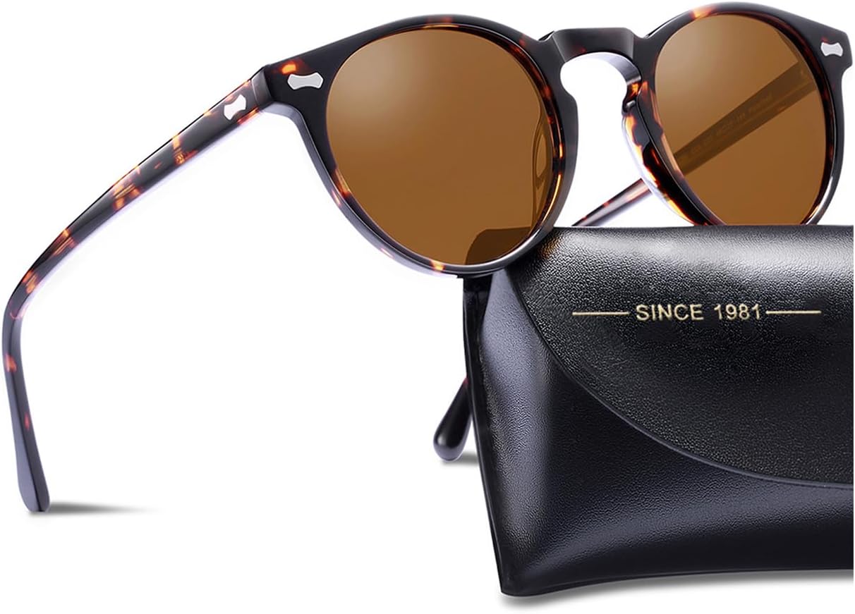 Carfia Retro Gafas de sol Hombre Polarizadas UV400 Protección para Conducir Pesca al Aire Libre Marco de Acetato…