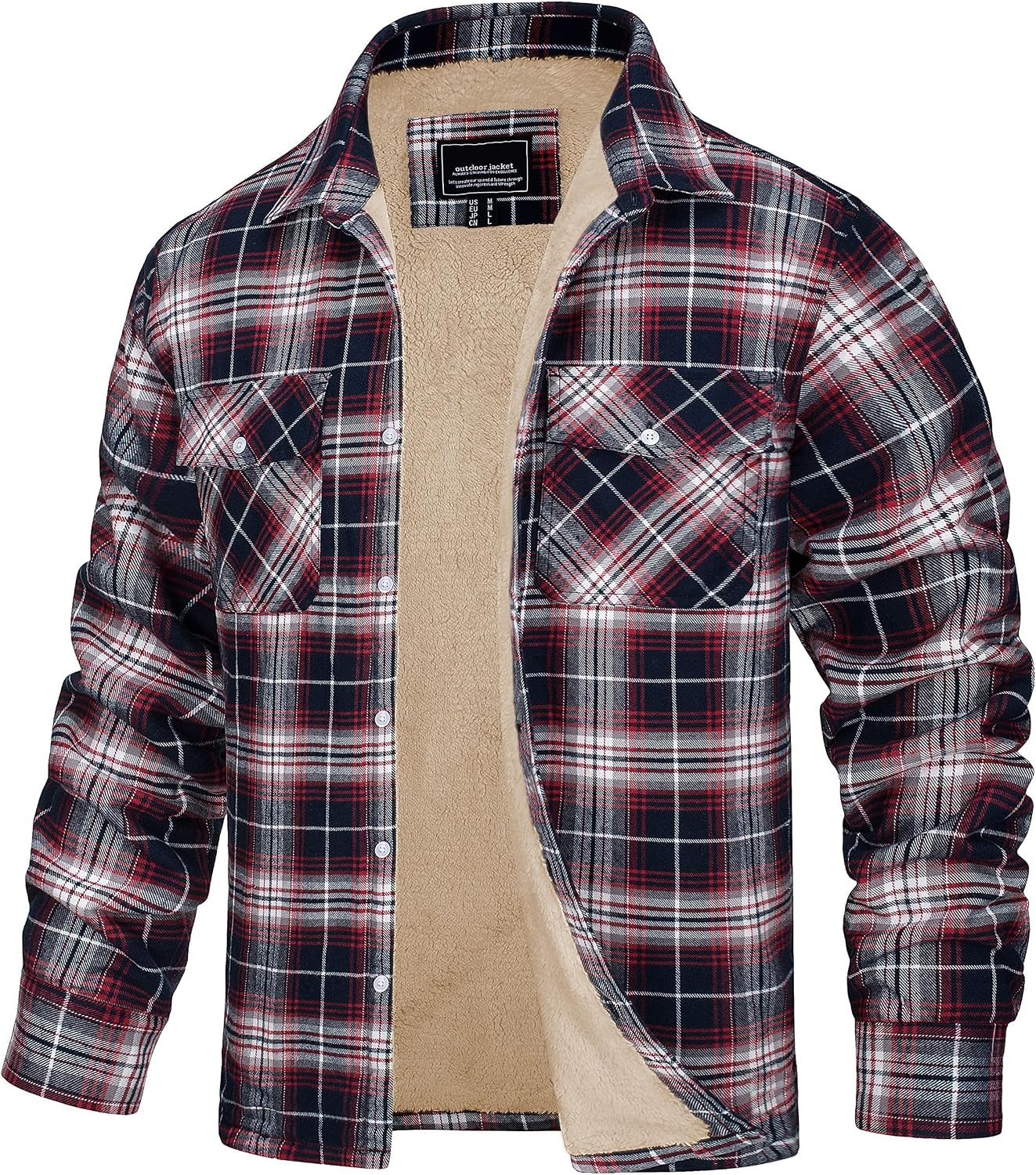 TACVASEN Chaqueta de Hombre Chaquetas a Cuadros Forradas Chaqueta de Trabajo de Franela Chaqueta de Camisa de Leñador de Invierno