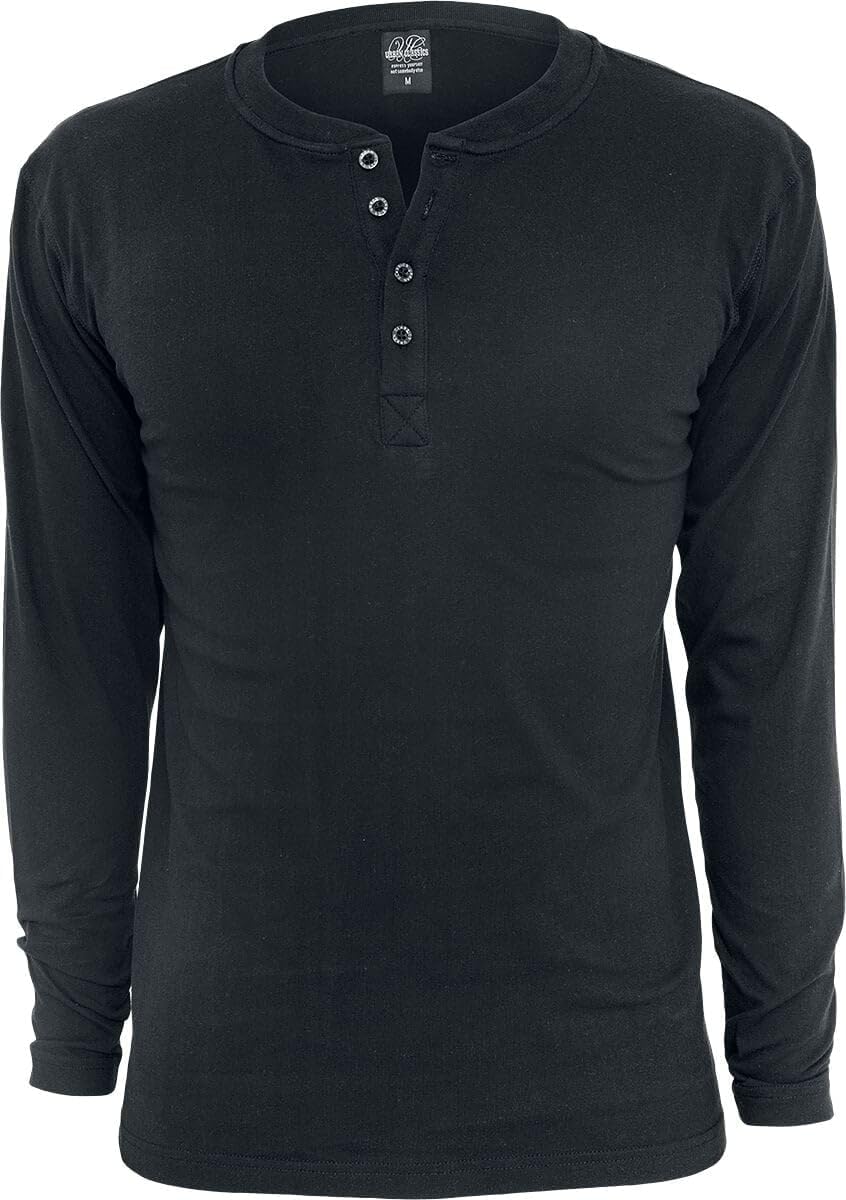 Urban Classics Básica Manga Larga Hombre Camiseta Manga Larga Negro 100% algodón Regular
