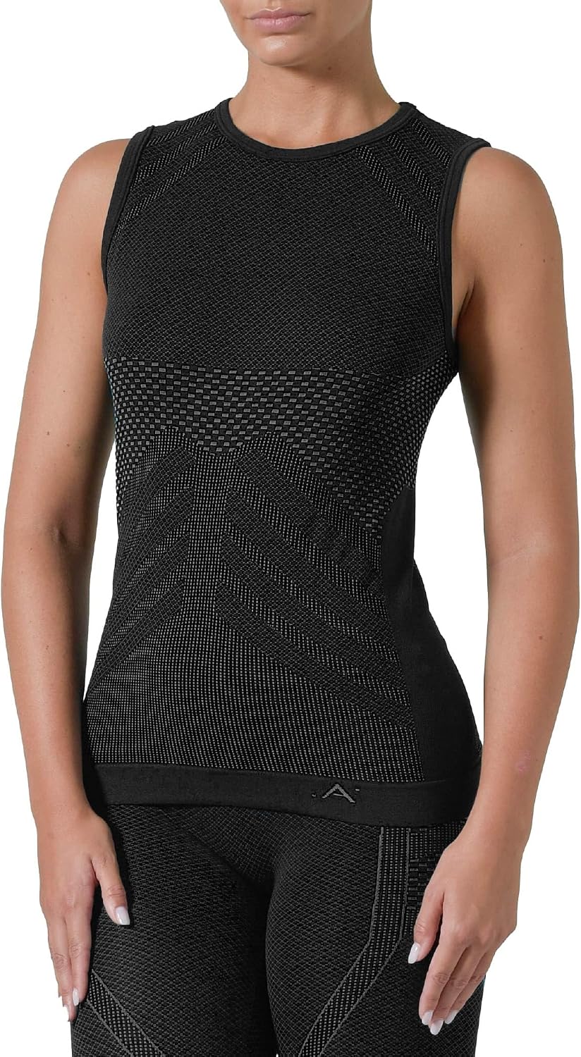 Risalti Camiseta Termica Mujer Sin Mangas Energy - Camiseta Termica Tirantes Mujer, Transpirable, Compresiva, Interior, Sin Costuras y Etiquetas, Esquí, Trekking, Running - Made in Italy
