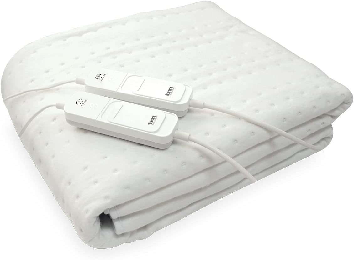 TM Electron Cubre Colchones Calientacamas Eléctrico Para Cama Individual 60w Con 3 Niveles De Temperatura Y Apagado Automático. Tamaño 150x80cm, color Blanco