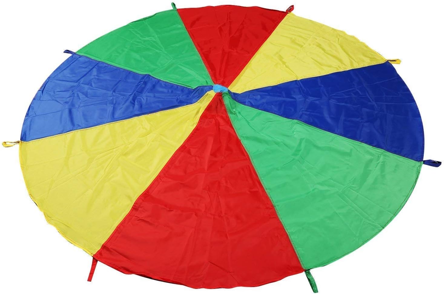 Paracaídas de Juego Infantil Multicolor con 8 Asas, Juguete Arcoíris para Niños, Manta de Juego para Interior y Exterior, Juegos de Jardín, Picnic, Guardería y Actividades en Grupo(2m)