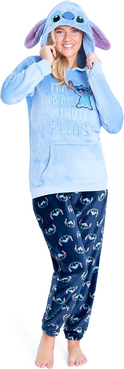 Disney Pijama Mujer Invierno Polar Stitch Minnie Marie Simba Winnie The Pooh