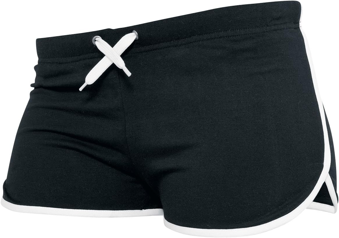 Urban Classics Ladies French Terry Mujer Pantalones Cortos Negro-Blanco