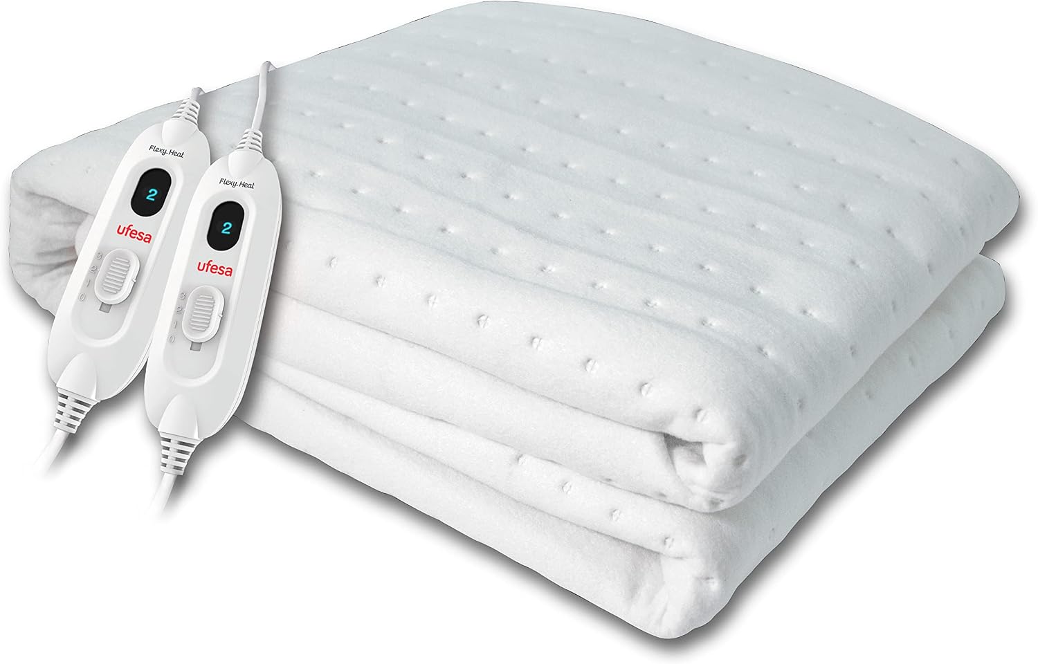 Ufesa Flexy Heat CIE Calientacamas Eléctrico Individual, 150x90cm, 60W, Reversible, 3 Niveles de Temperatura, Apagado Automático, Lavable, Manta Térmica, Calefacción de Cama, Blanco