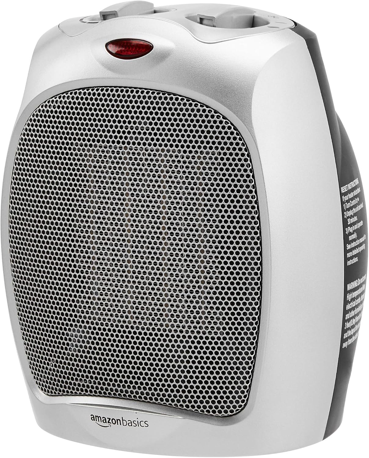 Amazon Basics Calefactor de cerámica, 1800 W, con termostato ajustable, Plateado