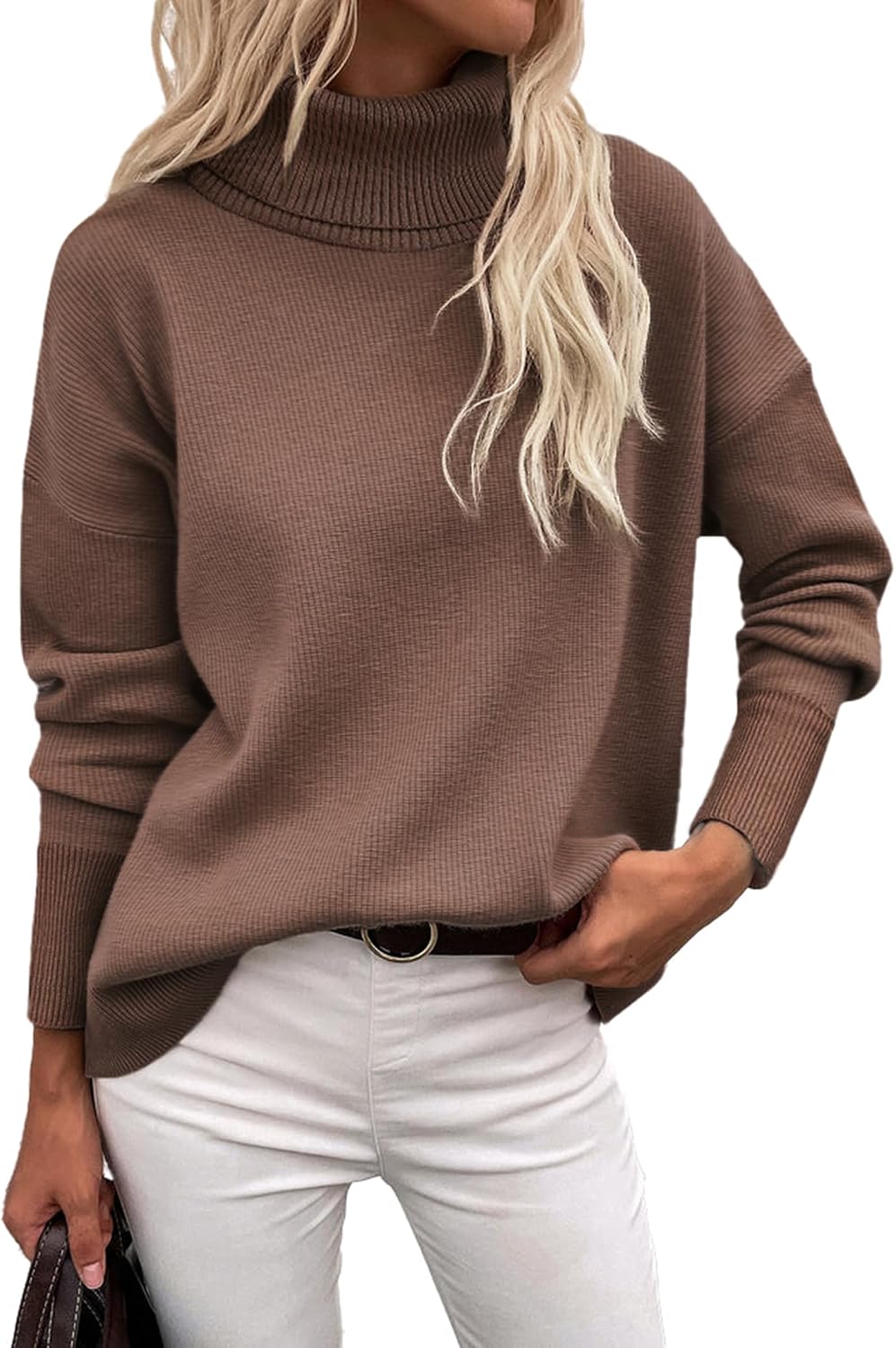 Zeagoo Jersey de Cuello Alto Mujer Invierno Suéter de Punto Otoño Pullover