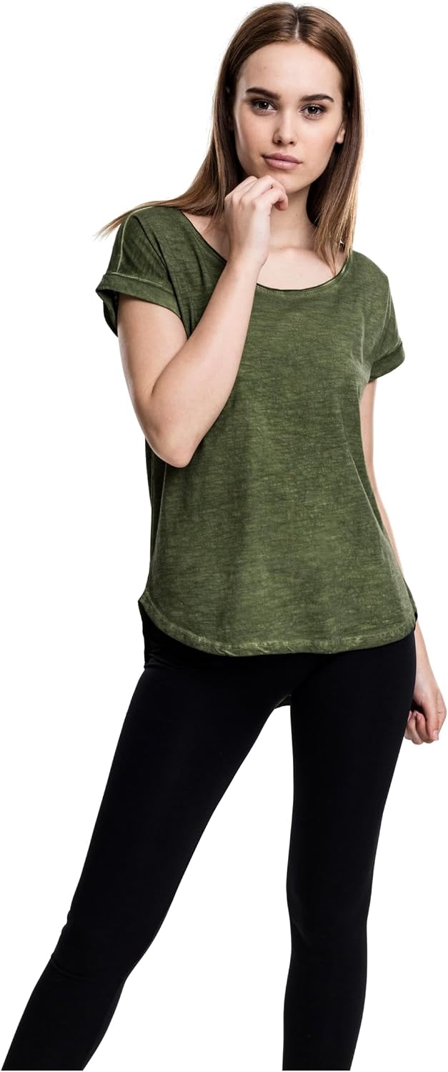 Urban Classics Camiseta Mujer de Espalda Larga Spray Mujer Camiseta Gris Oscuro 100% algodón Relaxed