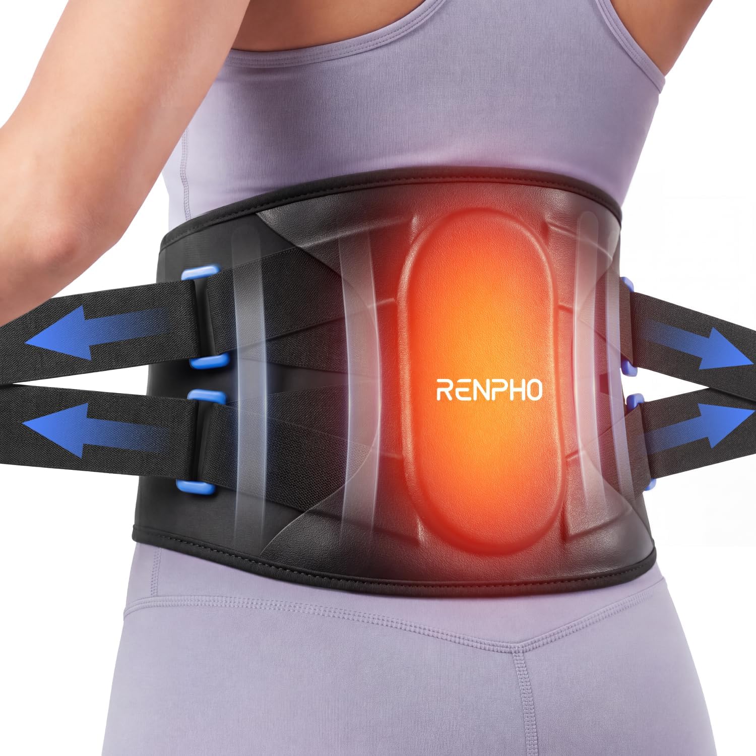 RENPHO Faja Lumbar Térmica Inalámbrica, Cinturón para Espalda con Soporte