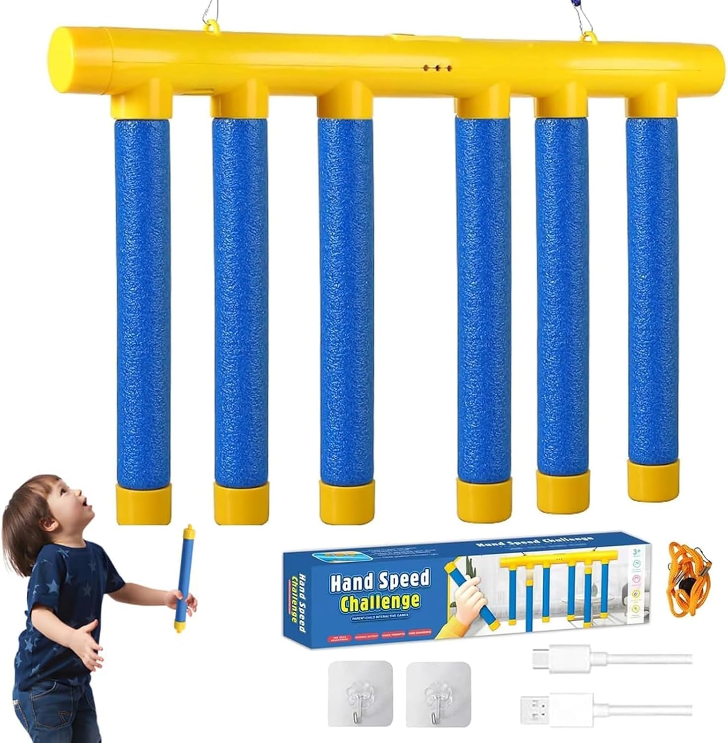 Juego de Entrenamiento de Reacción con Palos - Captura para Coordinación Mano-ojo, Reto Reflejo para Niños y Adultos