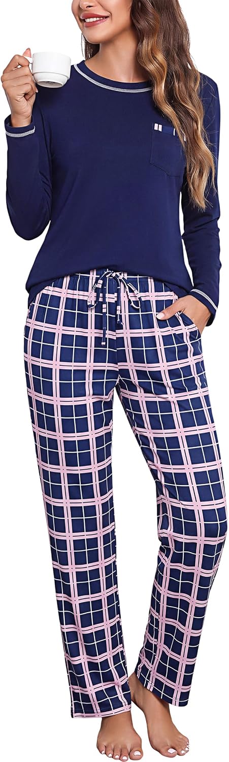 Aseniza Pijama Mujer Invierno Algodón Dos Piezas Diseño Clásico Largo Casa