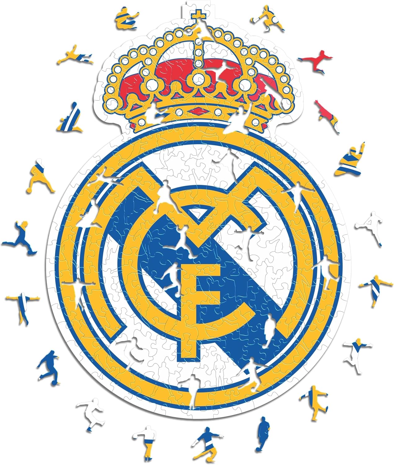 Iconic Puzzles - Real Madrid, Logo, Producto Oficial, Puzzles de Madera para Adultos y Niños, 100% Sostenible, Tamaño S, 150 Piezas