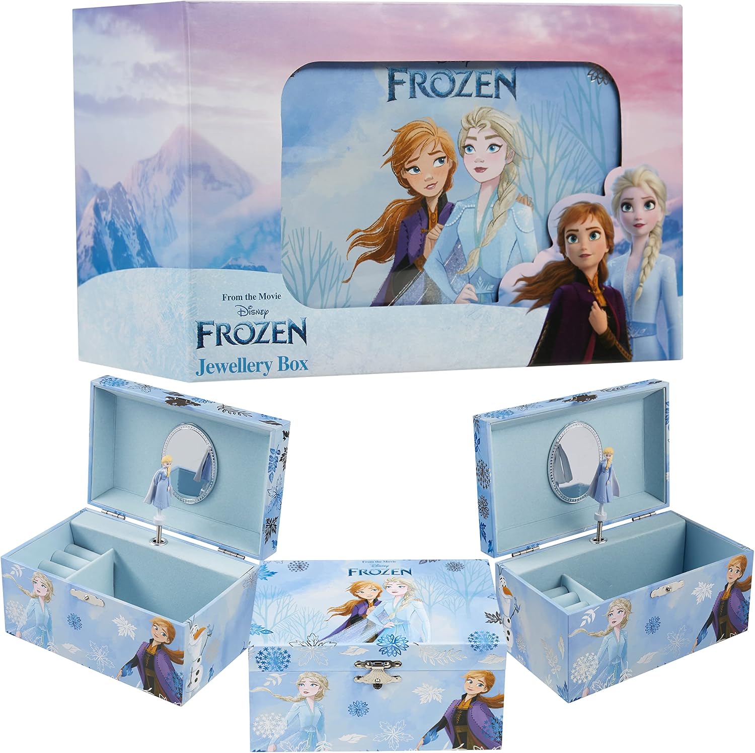 Disney Stitch Joyero Musical Niña Adolescente, Joyero Organizador, Elsa Anna Caja Decorativa Bonita con Espejo, Regalo para Niñas (Multi Ariel)