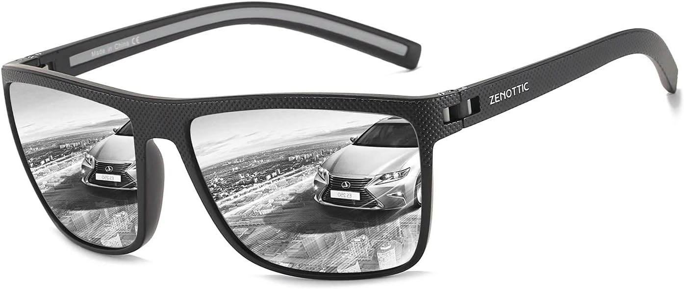 ZENOTTIC Gafas de sol polarizadas hombres luz TR90 marco UV400 protección cuadrado gafas de sol