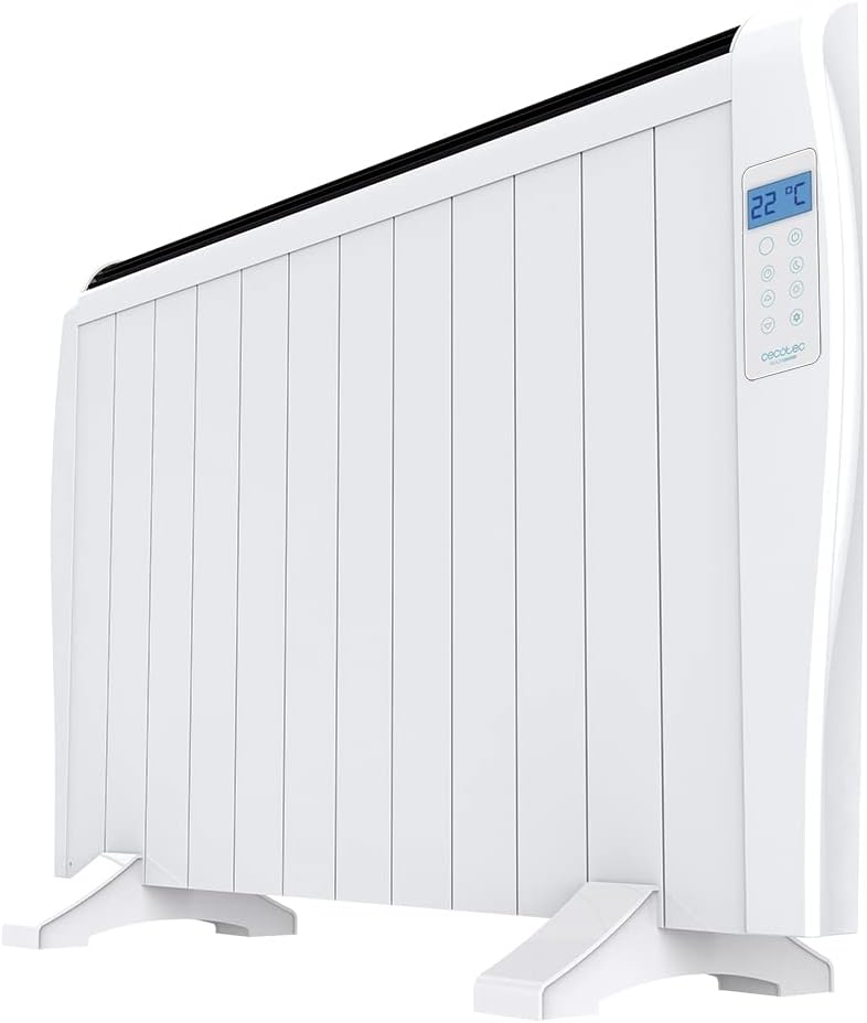 Cecotec Radiador Eléctrico Bajo Consumo ReadyWarm 1200 Thermal. 6 Elementos, 900 W, De pared o pie, 3 Modos, Temporizador, Mando a Distancia, Pantalla LED, Blanco