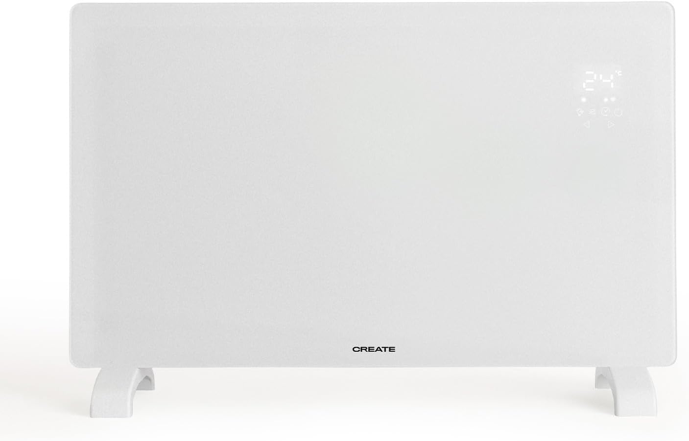 CREATE/WARM CRYSTAL 2500W / Convector eléctrico de cristal con wifi negro/App. potencia regulable. instalación en suelo o pared. pantalla LED táctil. bajo consumo