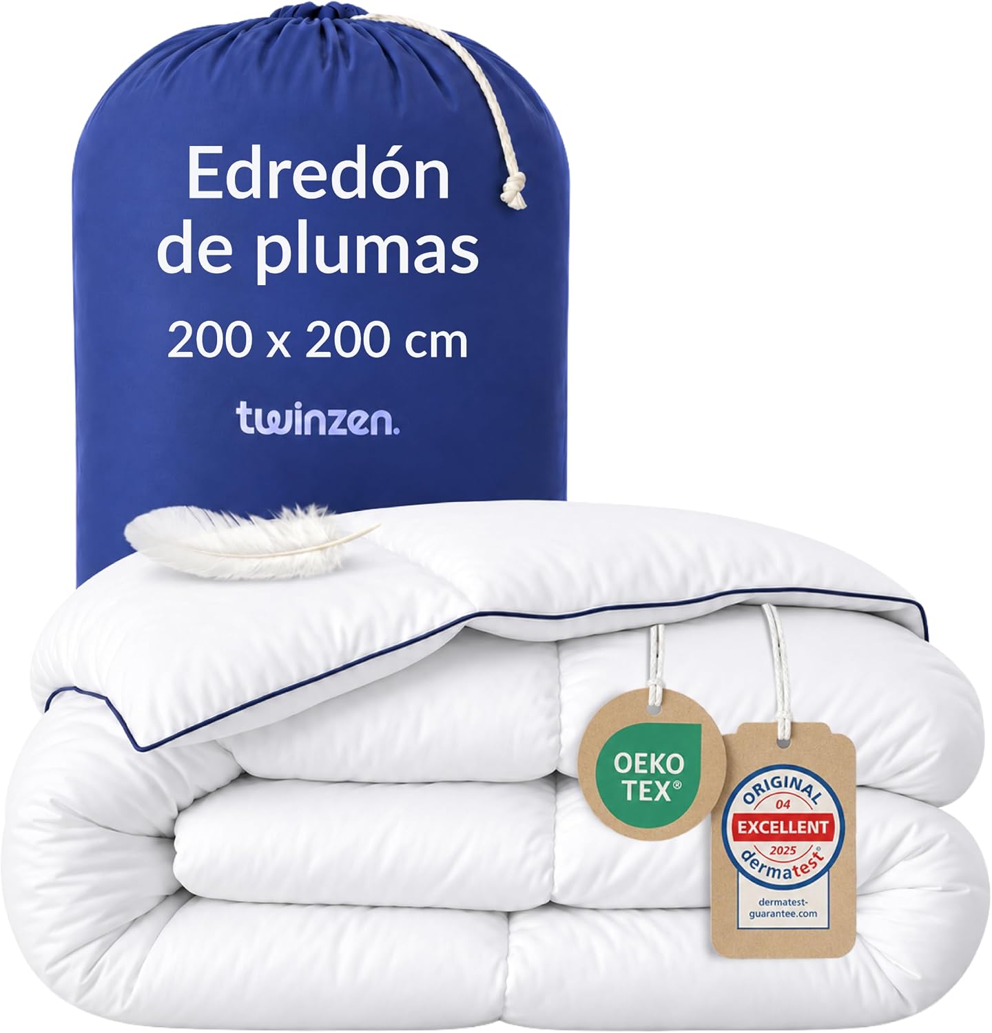 Twinzen Edredón Nórdico Plumas 220x240 4 Estaciones (450GSM) RDS