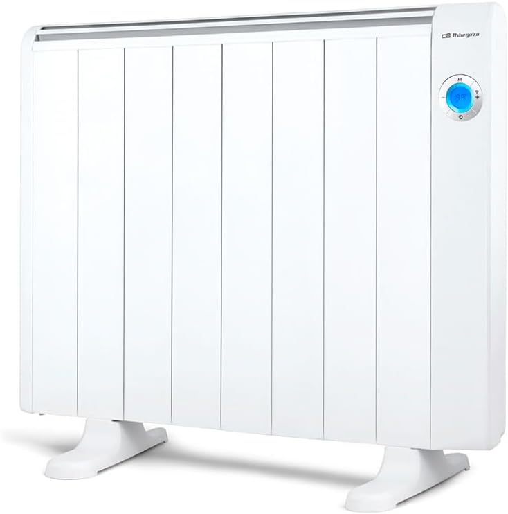 Orbegozo RRW 1500, Emisor térmico bajo consumo, 1500 W, 6 elementos reales, Aluminio, mando a distancia, WIFi, funcionamiento programable, control táctil, 3 modos control, color blanco