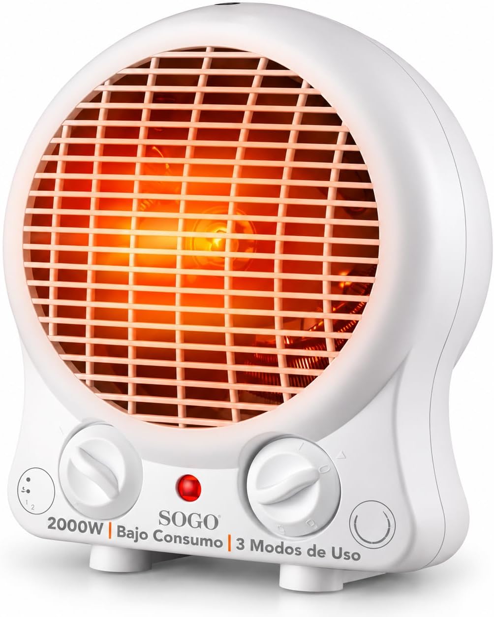 SOGO Calefactor Baño 2000W con Calentamiento Rápido, 3 Modos y Protección contra Sobrecalentamiento - Calefactor Eléctrico Portátil y Compacto - Calefactor de Aire Caliente para Casa y Oficina