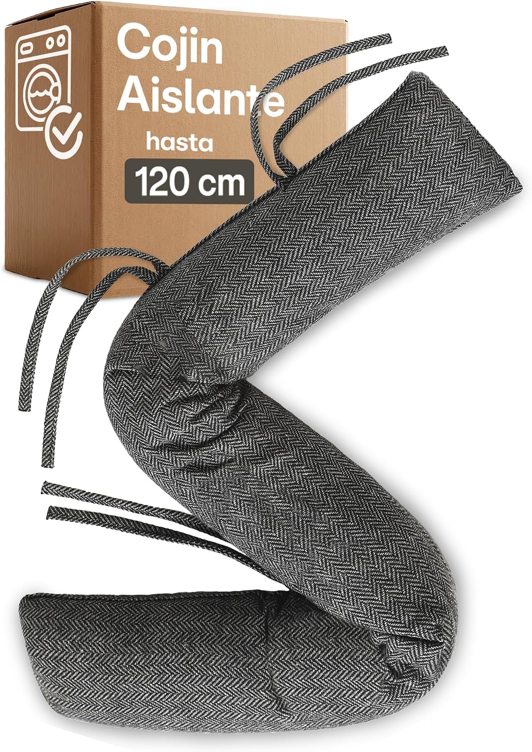 Praknu burlete puerta y ventana 120 cm gris – burlete bajo puerta de tela