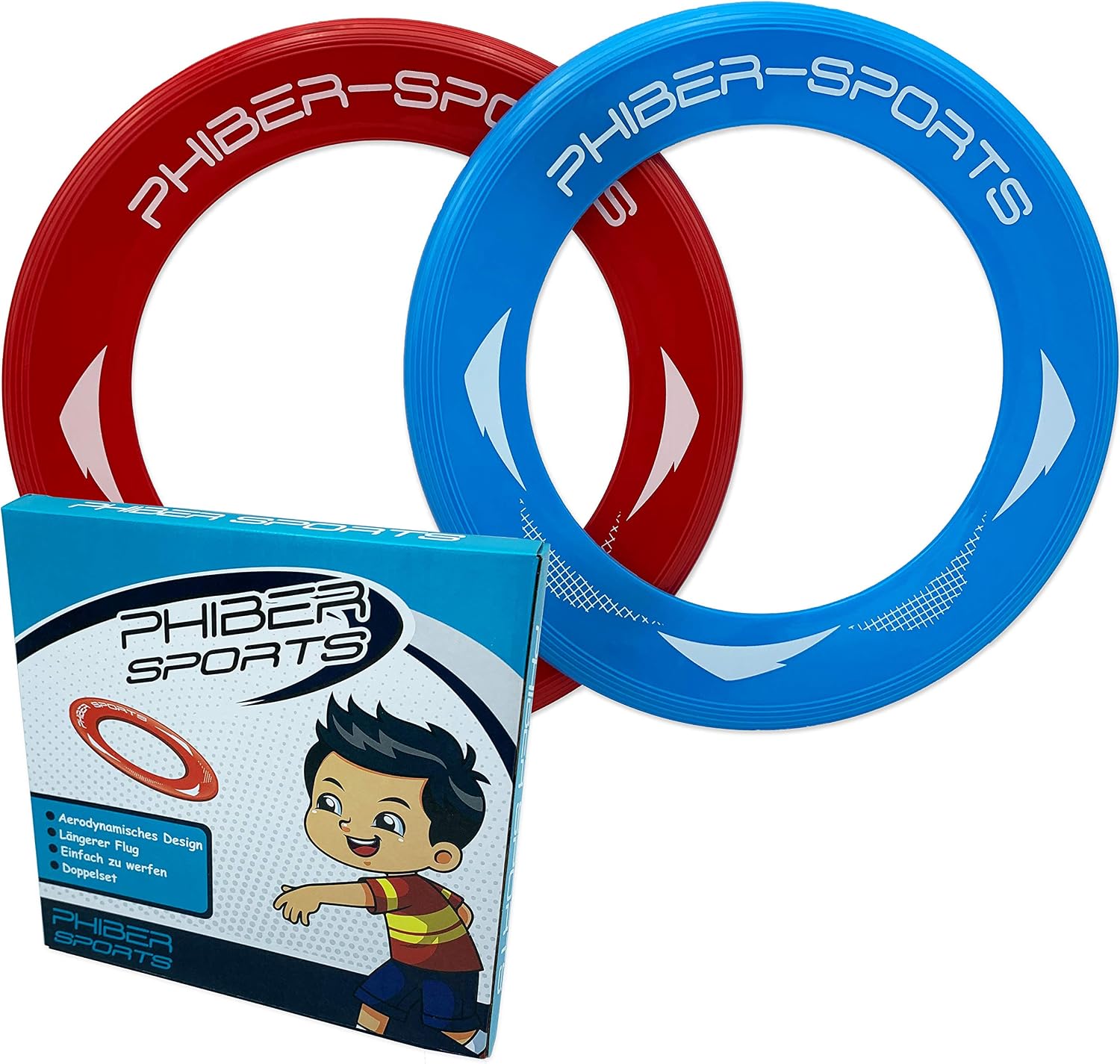PHIBER-Sports Anillos de Frisbee - Paquete de 2 Anillos de Lanzamiento Premium - 80% más Ligeros Que los Discos Frisbee estándar - Fácil de atrapar - Trayectoria Ideal para niños y Adultos.