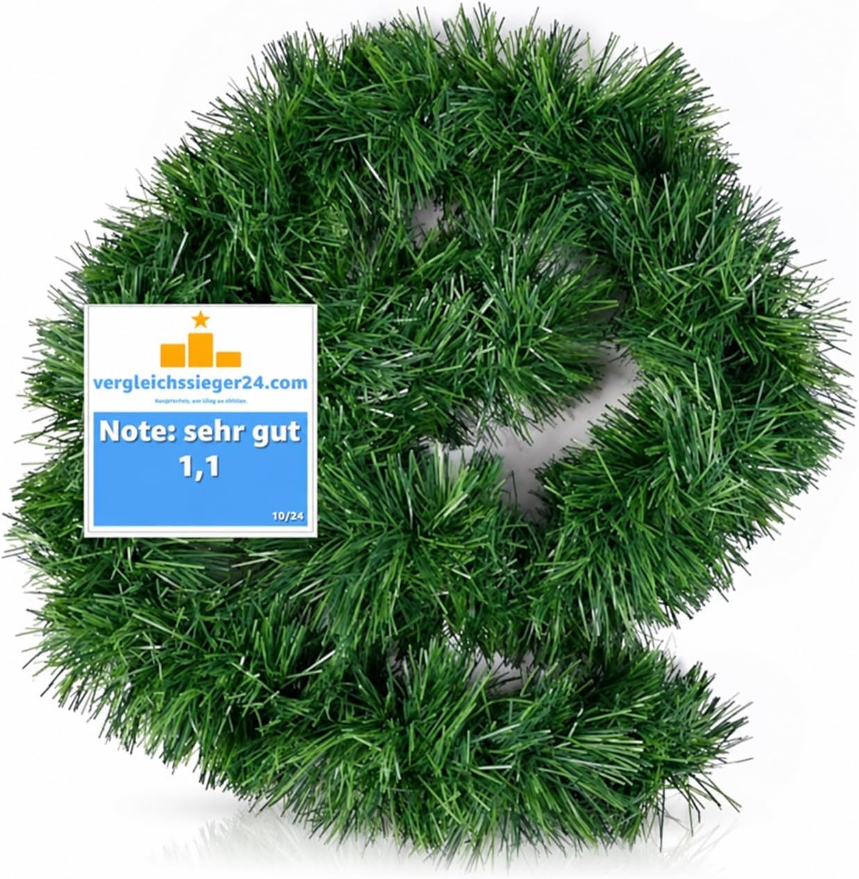 Guirnalda de Navidad Verde 10 Metros - Guirnalda de decoración Artificial Ø 10 cm - Guirnalda de Abeto como Corona de Navidad