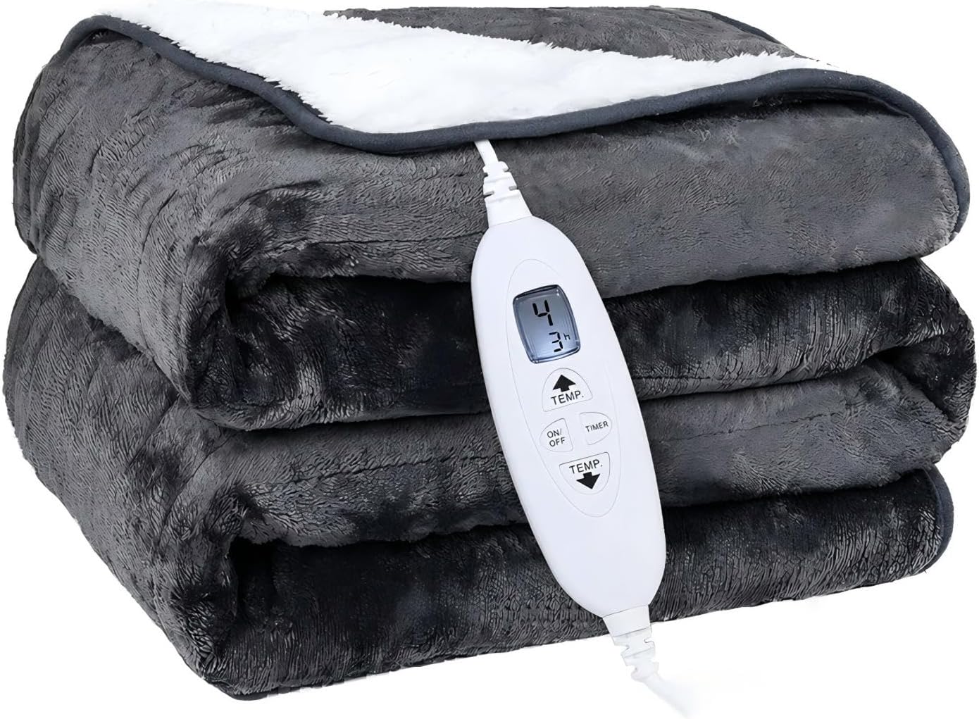 Manta térmica eléctrica actualizada 2026, manta eléctrica de franela suave, con 4 niveles de calor y 1-4 horas de apagado automático, protección contra sobrecalentamiento, lavable a máquina 130x160cm