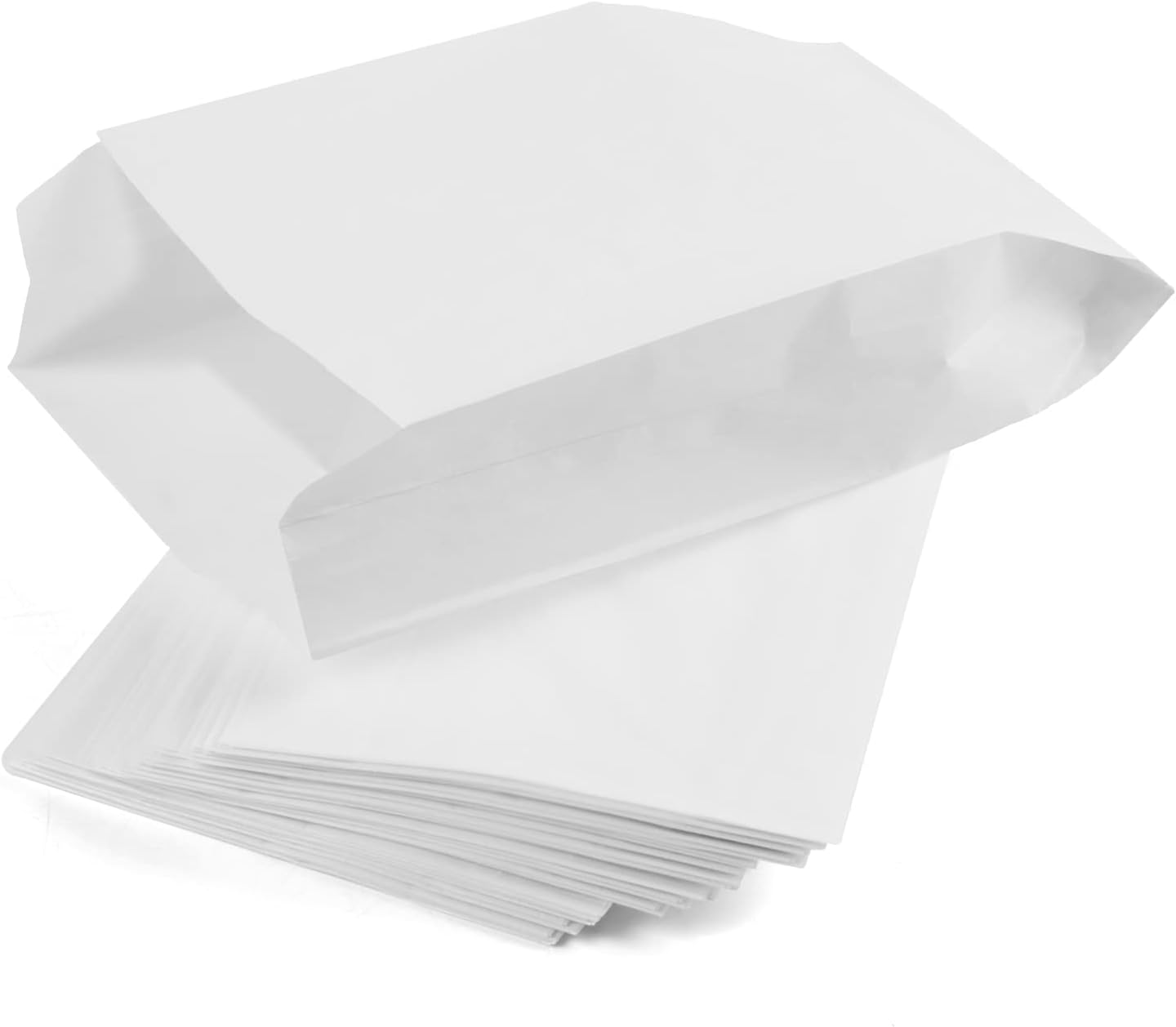 PACKRA - Bolsas de Papel Kraft Blanca Para Regalos, Chuches y Navidad - Sobres Pequeños de Celulosa (100 pcs, 9cm x 15cm x 5cm)
