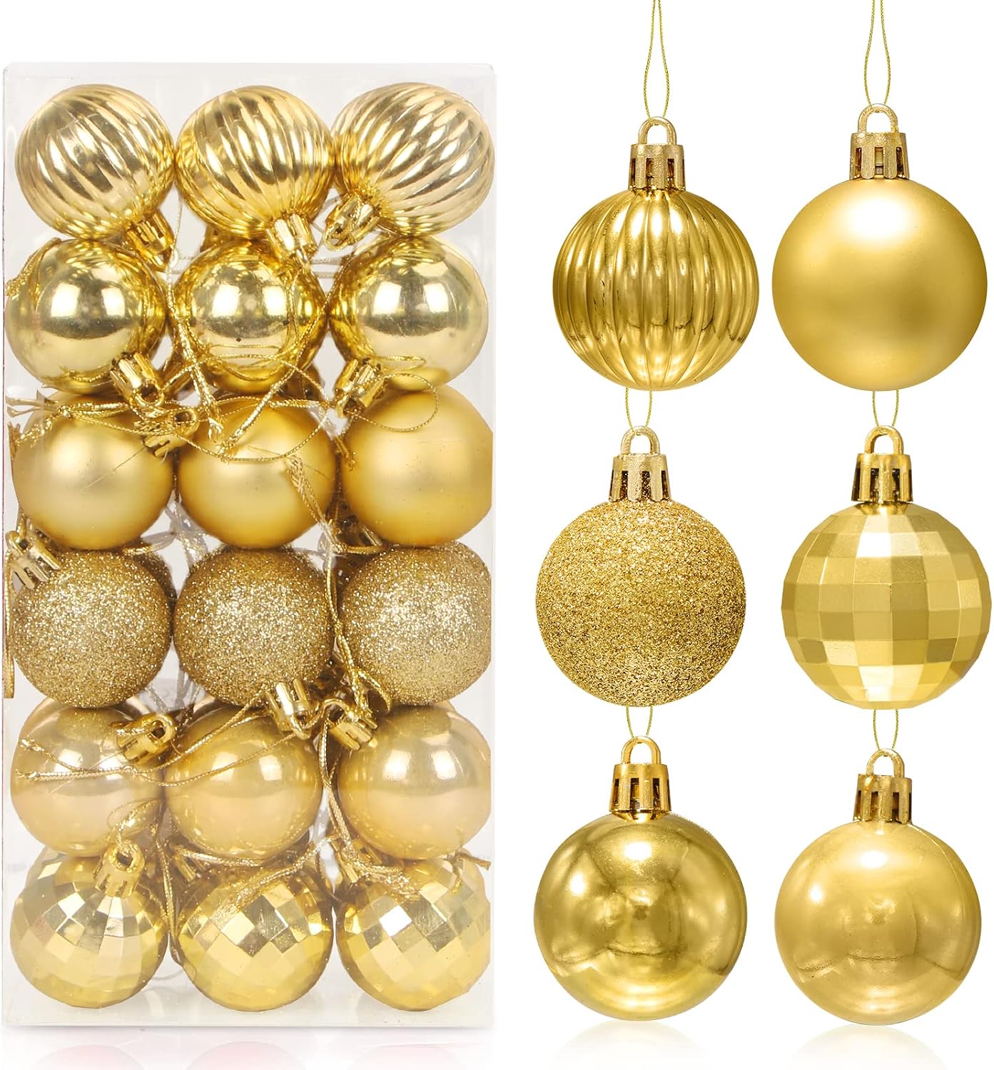 Bolas de Navidad Multicolor 36 Piezas, Bolas Arbol Navidad de 4 cm, Adornos para Árboles de Navidad Plástico, Regalos de Colgantes de Navidad, Bola de Decoración para Fiesta y Festival