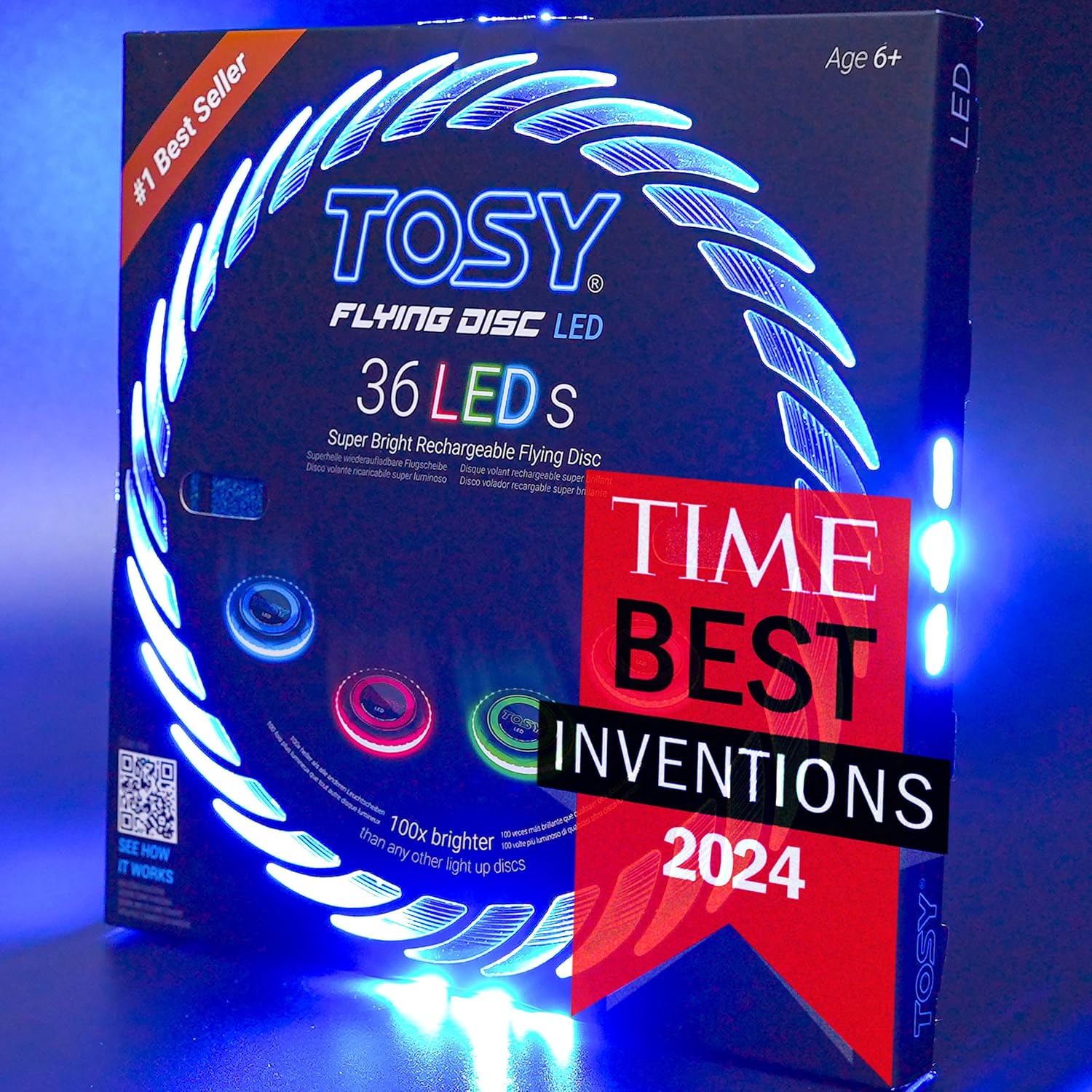 TOSY Flying Disc - 16 Millones de Colores RGB Leds, Brillante, Modos Inteligentes, iluminación automática, Recargable, Regalo de Pascua y cumpleaños para niños y Adolescentes, Frisbee de 175 g